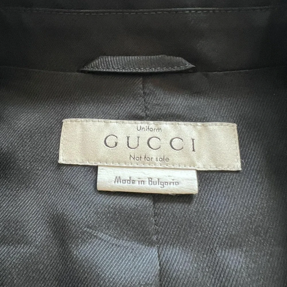 Gucci Uniform Suit Jacket Mens 48 Black Wool Formal Blazer Notch Lapel Bulgaria